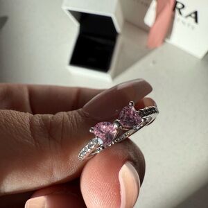Pandora Sparkling Pink Bow Ring